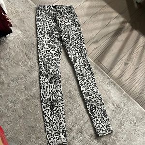 Black and white animal print skinny jeans
